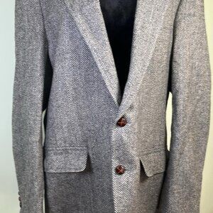 Vtg John Weitz Palm Beach Tweed-Herringbone Wool Sport Coat Blazer USA Hipster